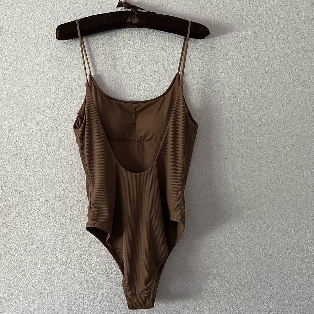 {Zara} Brand New Brown Ribbed One Piece. - Picture 7 of 9